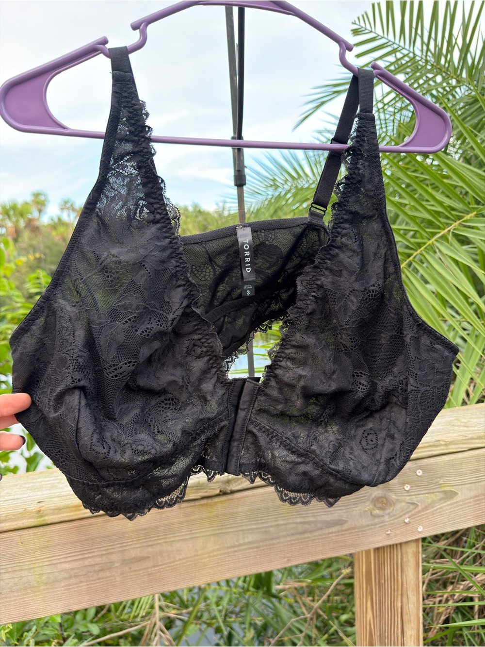 torrid Black Lace Bralette with Front Hook Closure